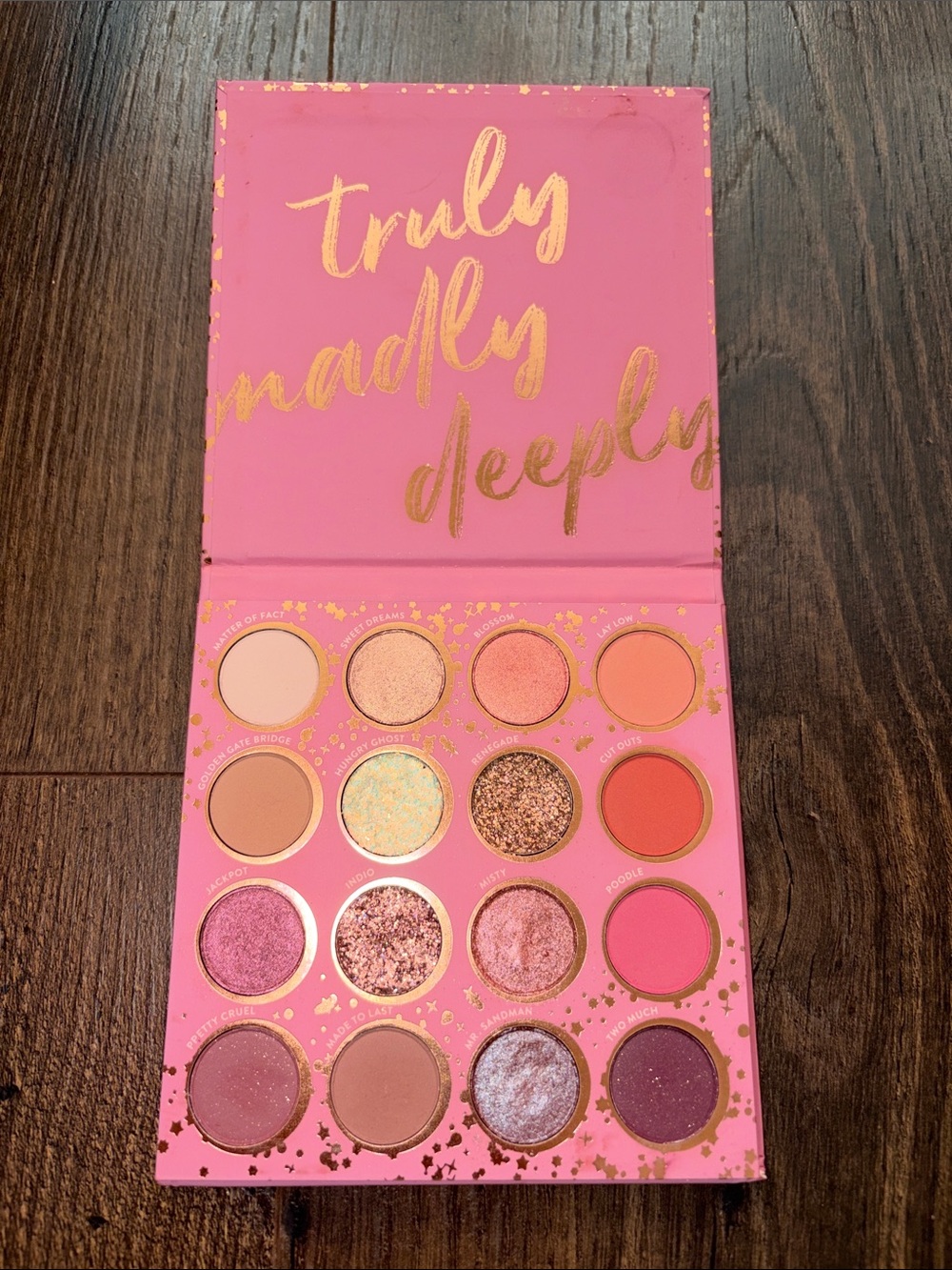 Colourpop Truly Madly Deeply Pink Eyeshadow Palette — Pinks, Peach, Gold